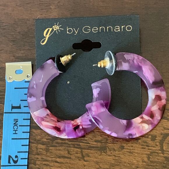 G by Genaro Purple Hoop Stud Earrings New with Tags - Picture 4 of 5